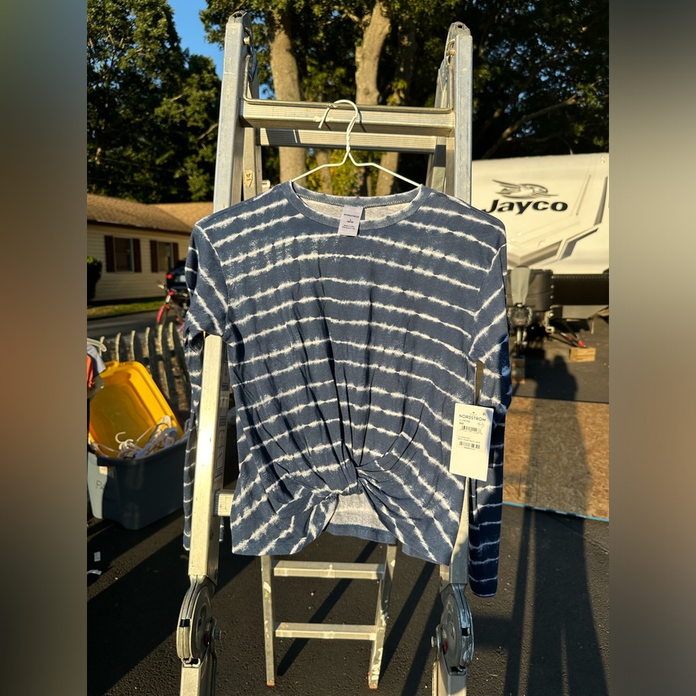Blue striped tye dye long sleeve